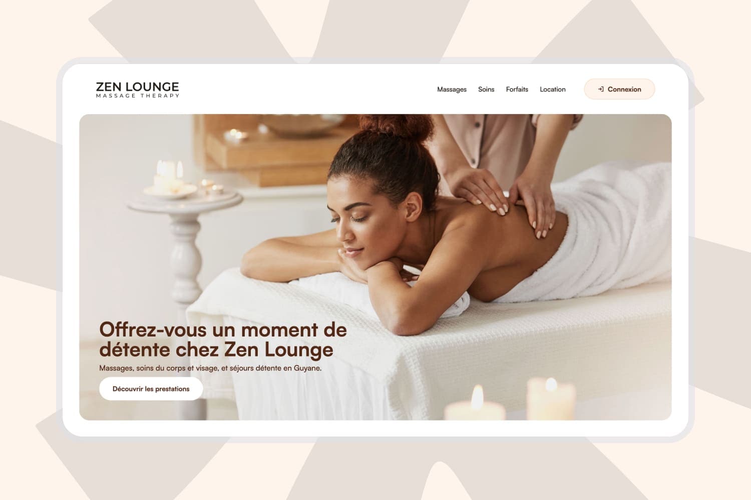 Zen Lounge — Site web complet pour un salon de bien-être. Espace client, paiement en ligne et réservation intégrée pour une expérience fluide et professionnelle. Dashboard pour la gestion des réservations.