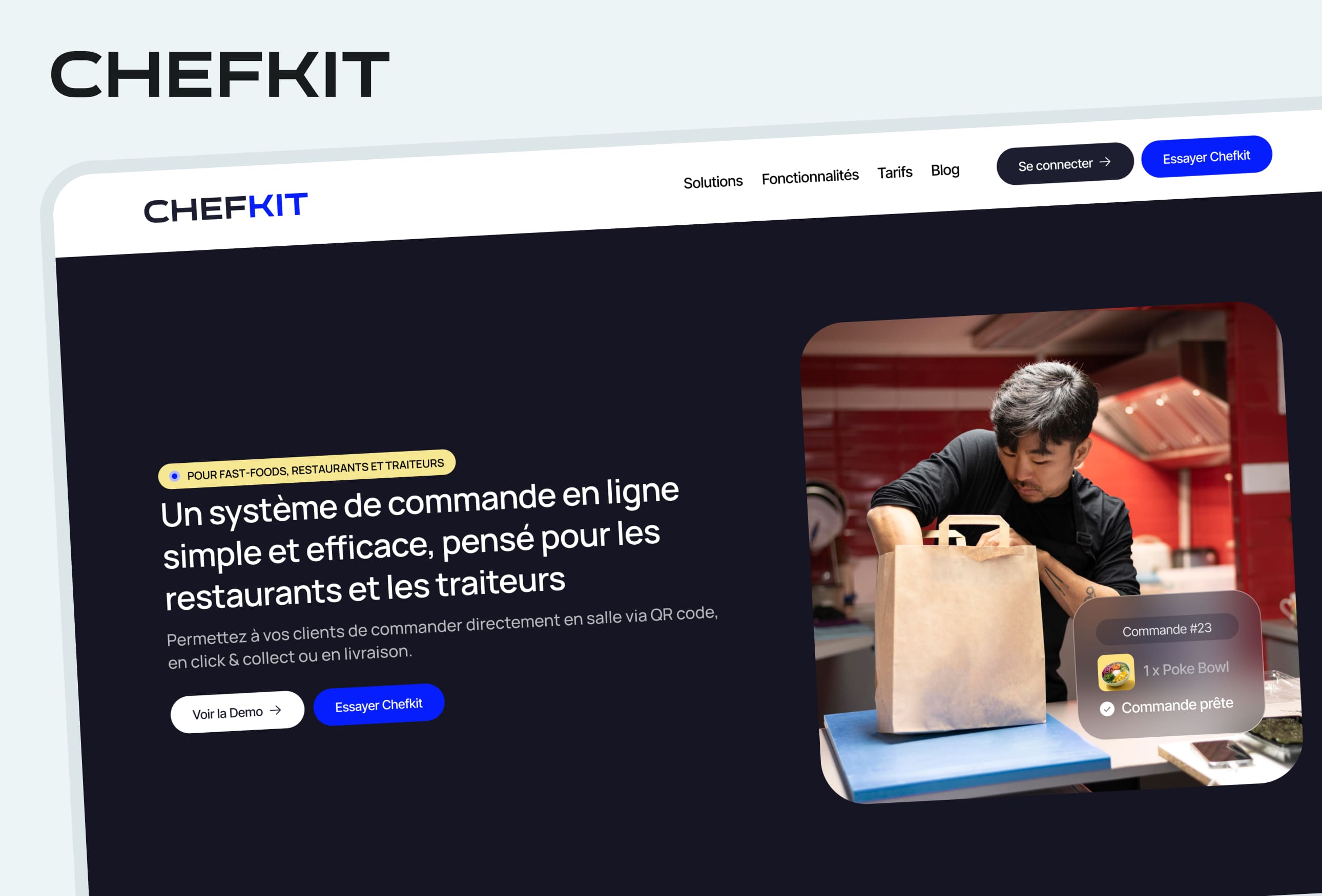 ChefKit — Application SaaS pour restaurateurs et traiteurs. Gestion des menus, réservations : une solution clé en main pour digitaliser leur activité.